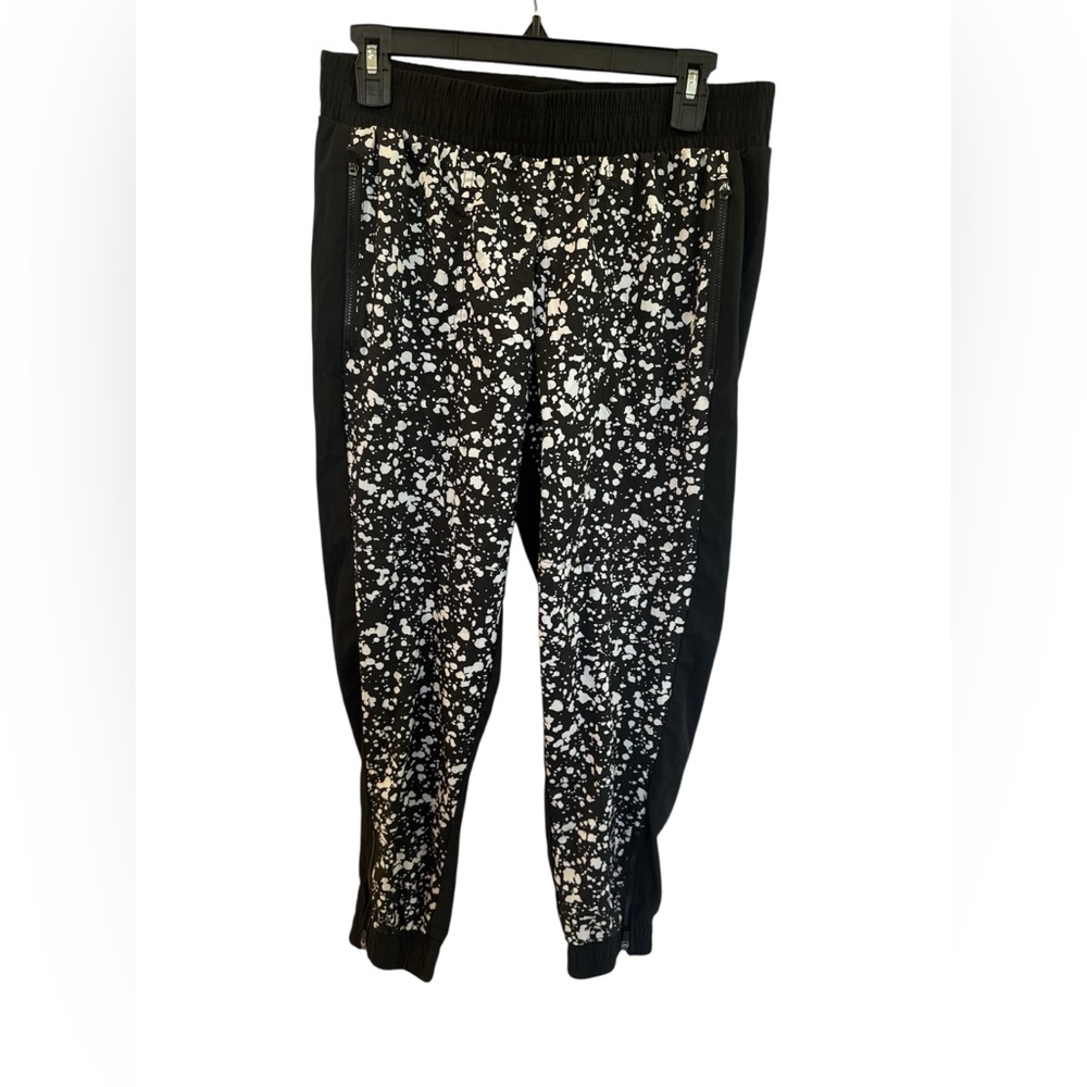 Fabletics Black Joggers with White Splatter Accent